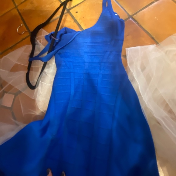 Hervé Léger Blue Vivien Cage Dress $1490 Retail - Picture 6 of 13